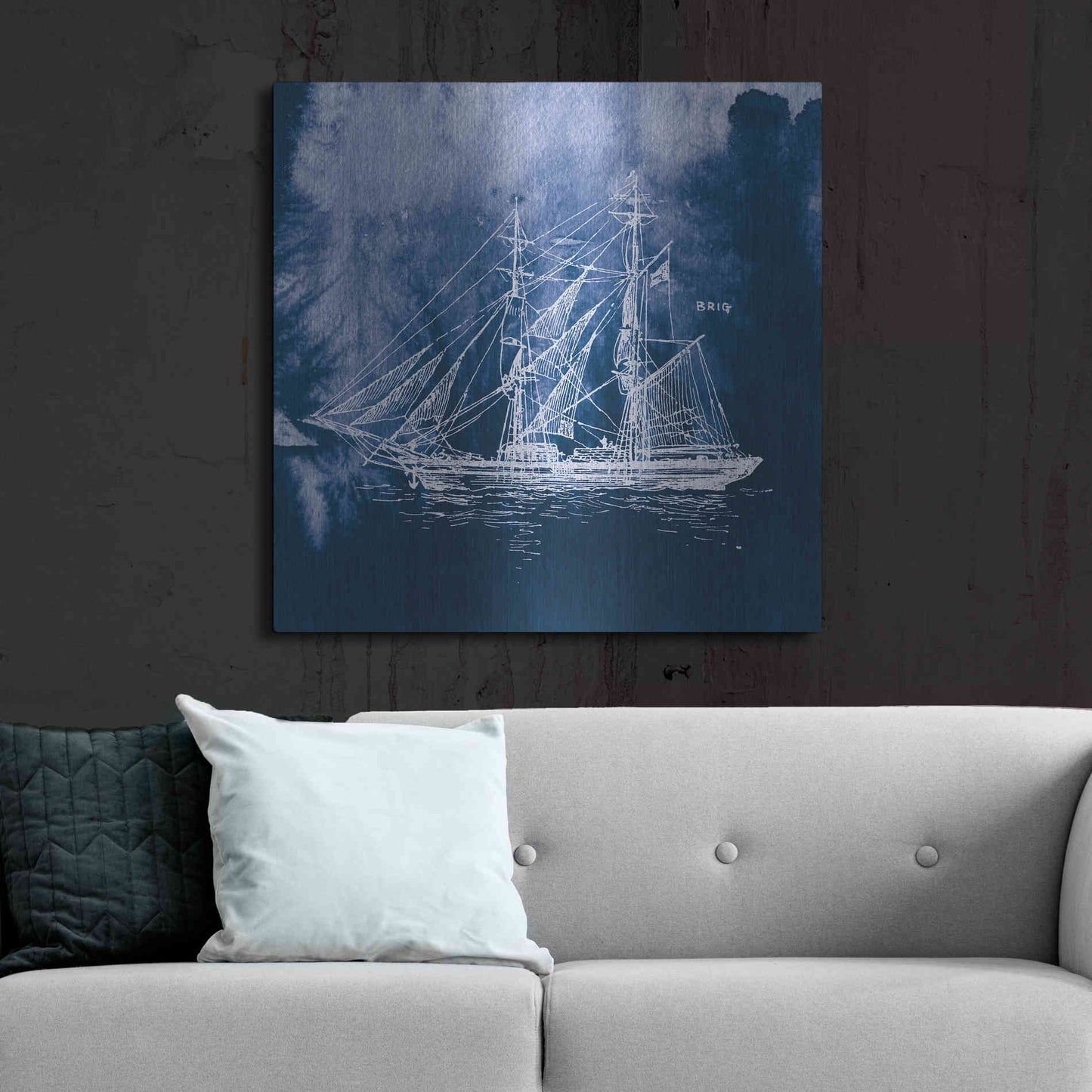 Luxe Metal Art 'Sailing Ships IV' by Wild Apple Portfolio, Metal Wall Art,36x36