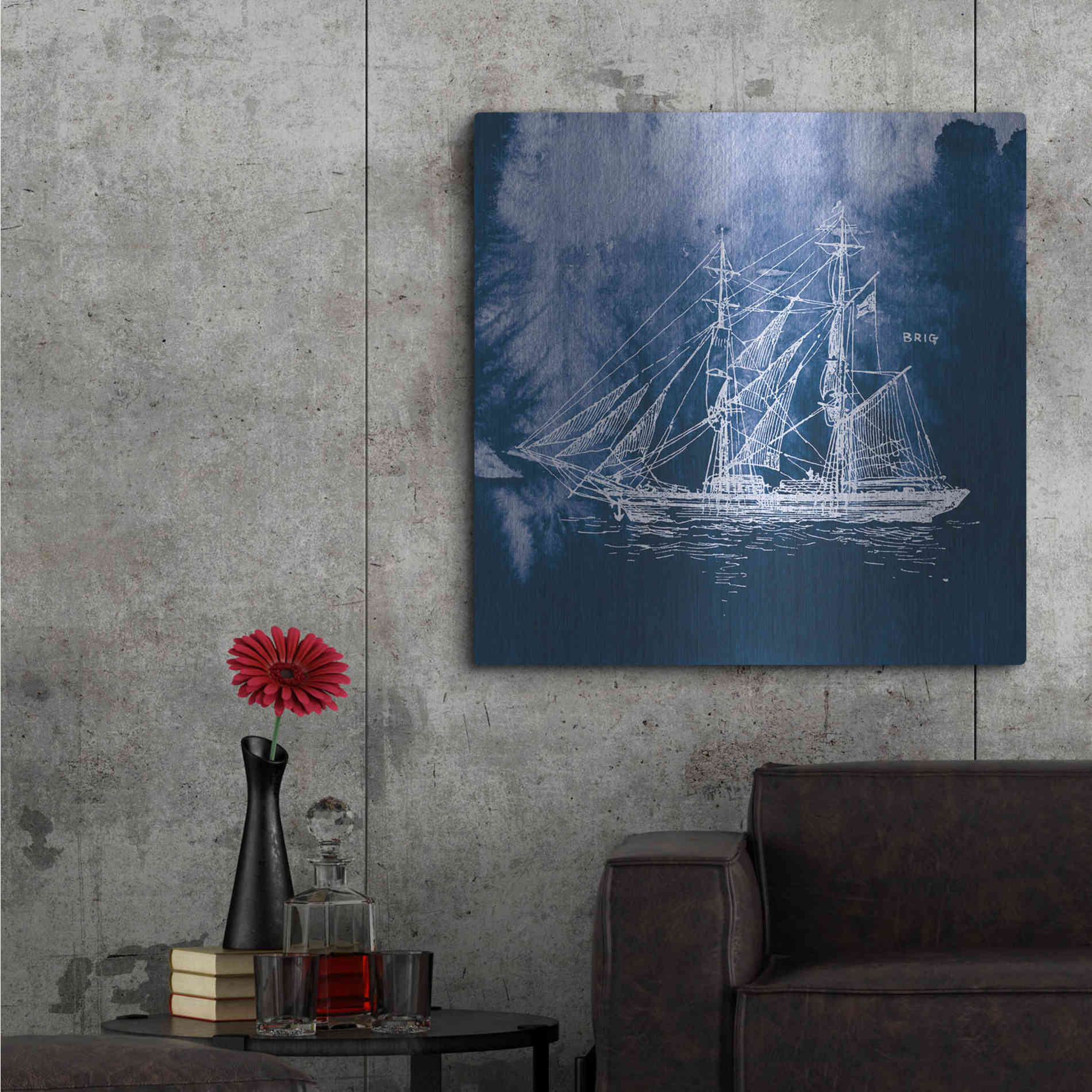 Luxe Metal Art 'Sailing Ships IV' by Wild Apple Portfolio, Metal Wall Art,36x36