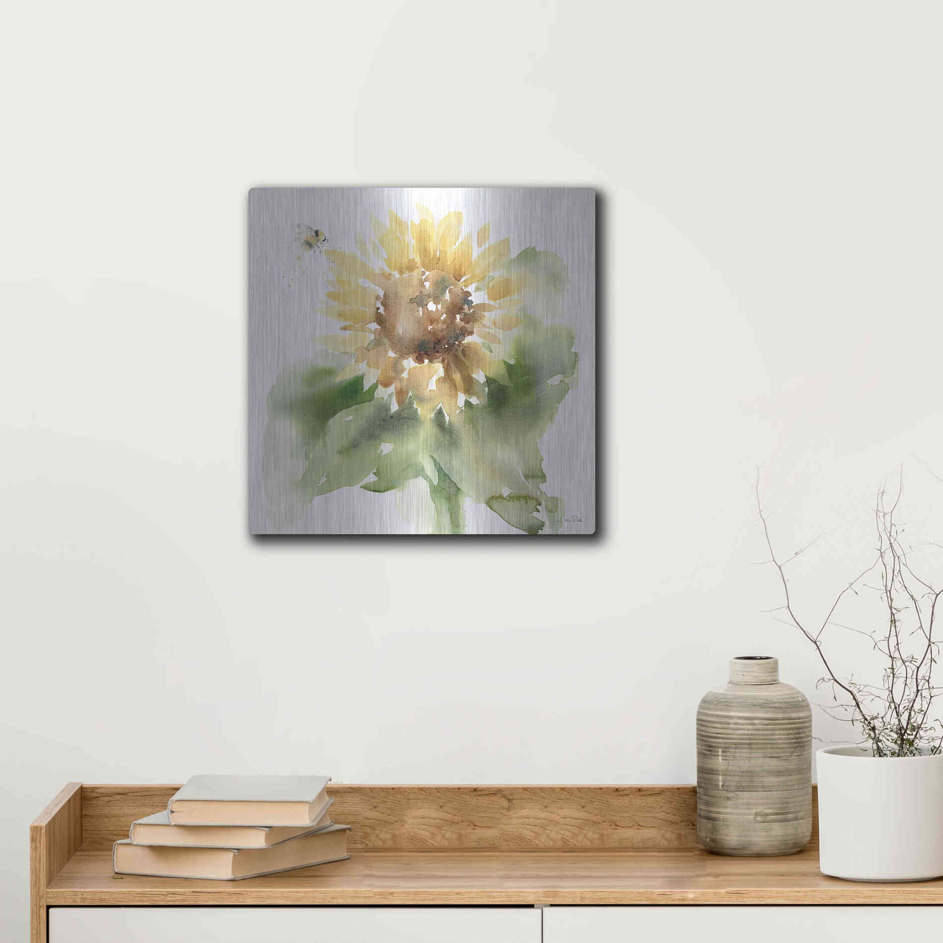 Luxe Metal Art 'Sunflower Meadow III' by Katrina Pete, Metal Wall Art,12x12