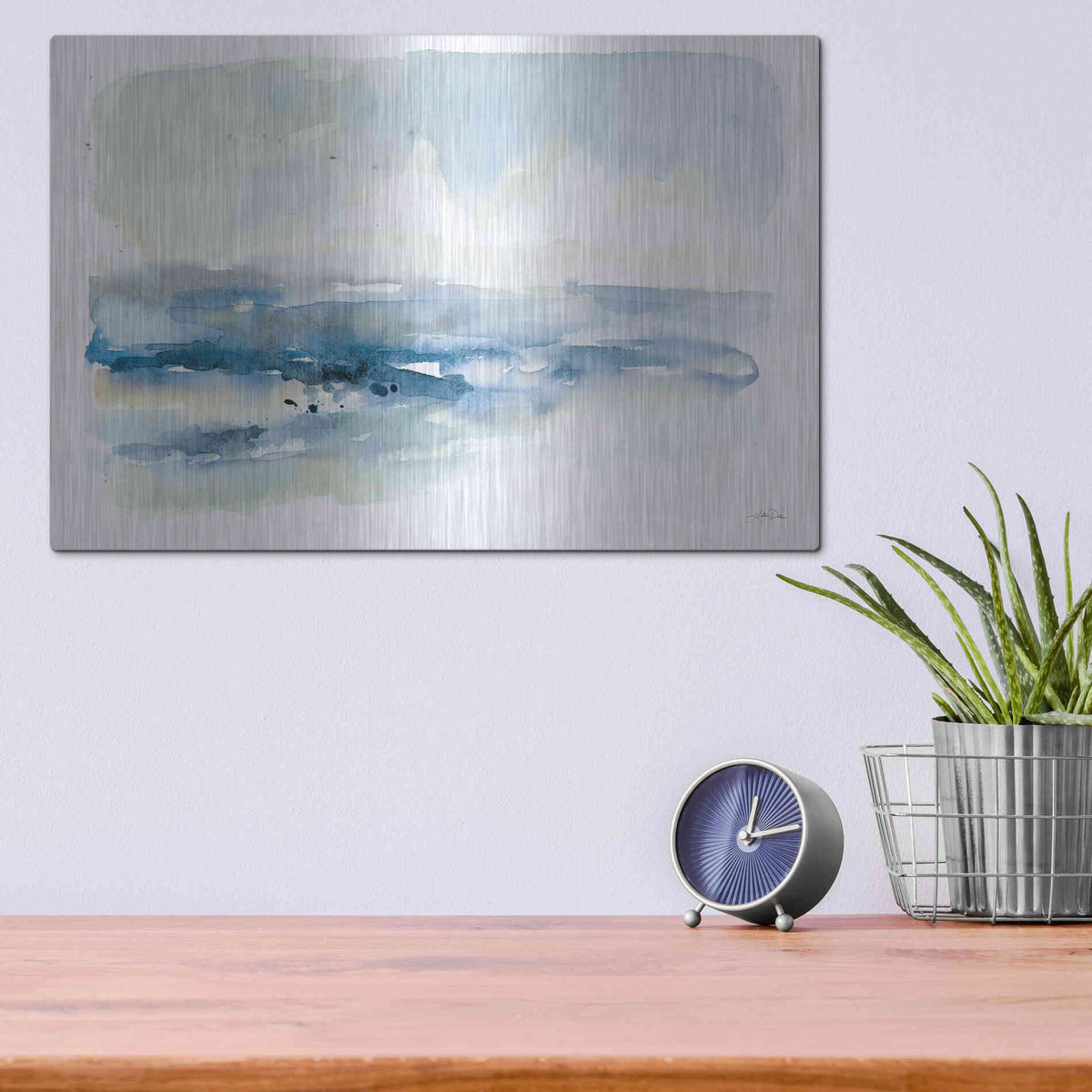 Luxe Metal Art 'Shoreline Blues I' by Katrina Pete, Metal Wall Art,16x12