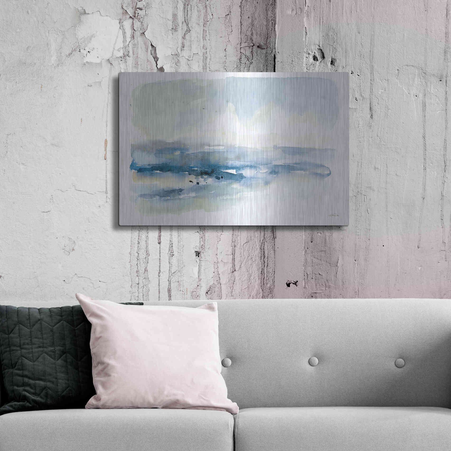 Luxe Metal Art 'Shoreline Blues I' by Katrina Pete, Metal Wall Art,36x24