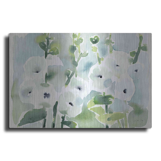 Luxe Metal Art 'White Hollyhocks' by Katrina Pete, Metal Wall Art