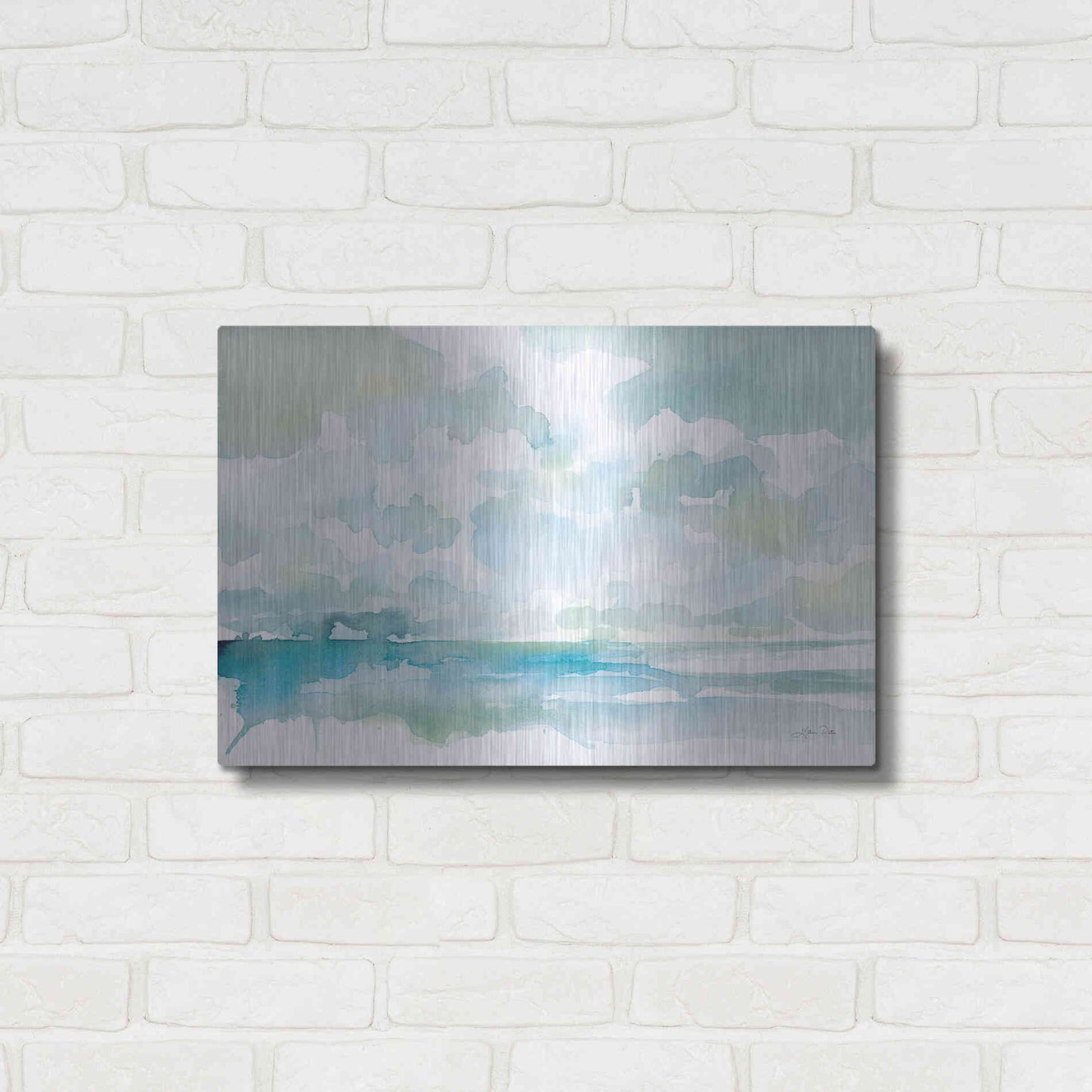 Luxe Metal Art 'Ocean Dreaming Pale Blue' by Katrina Pete, Metal Wall Art,24x16