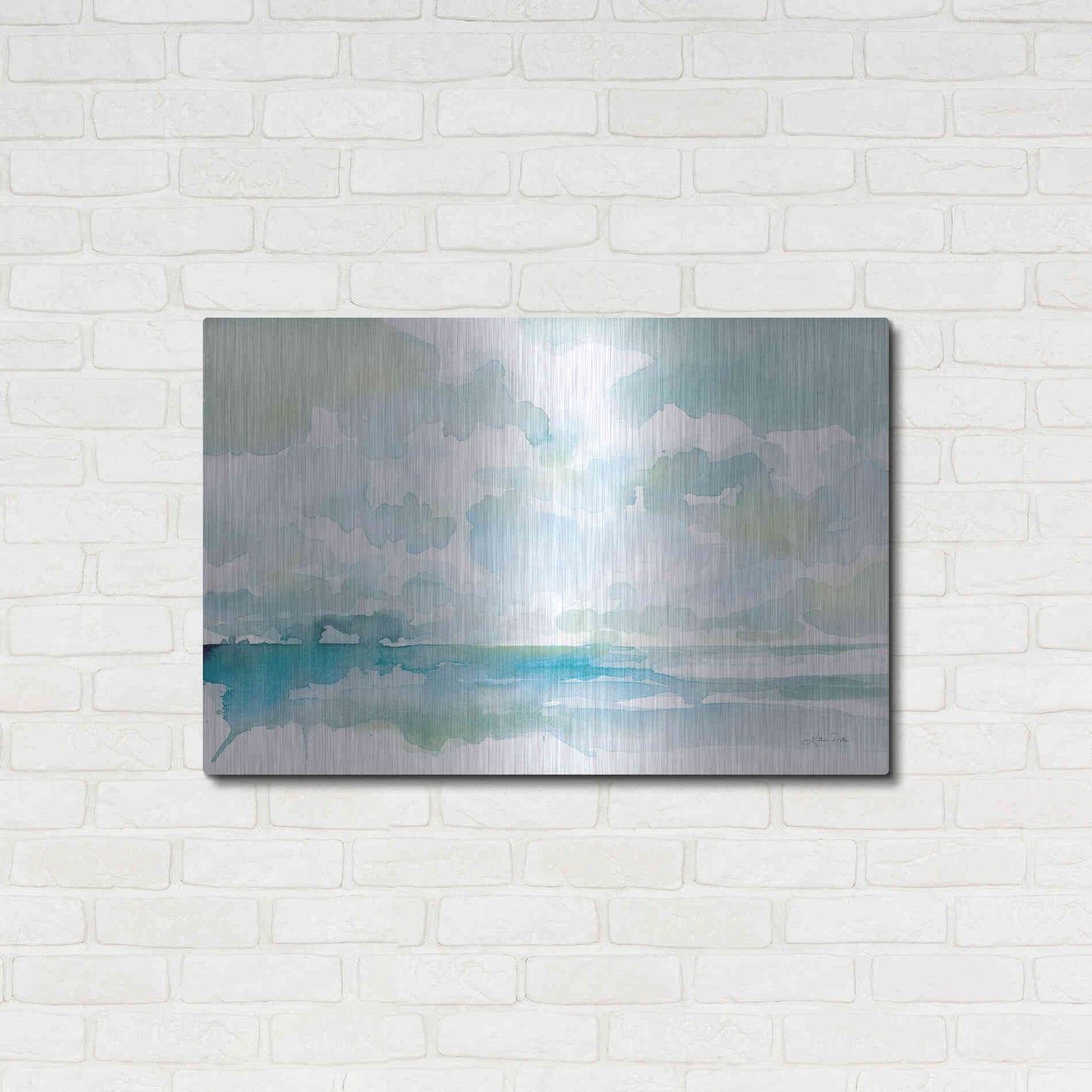 Luxe Metal Art 'Ocean Dreaming Pale Blue' by Katrina Pete, Metal Wall Art,36x24