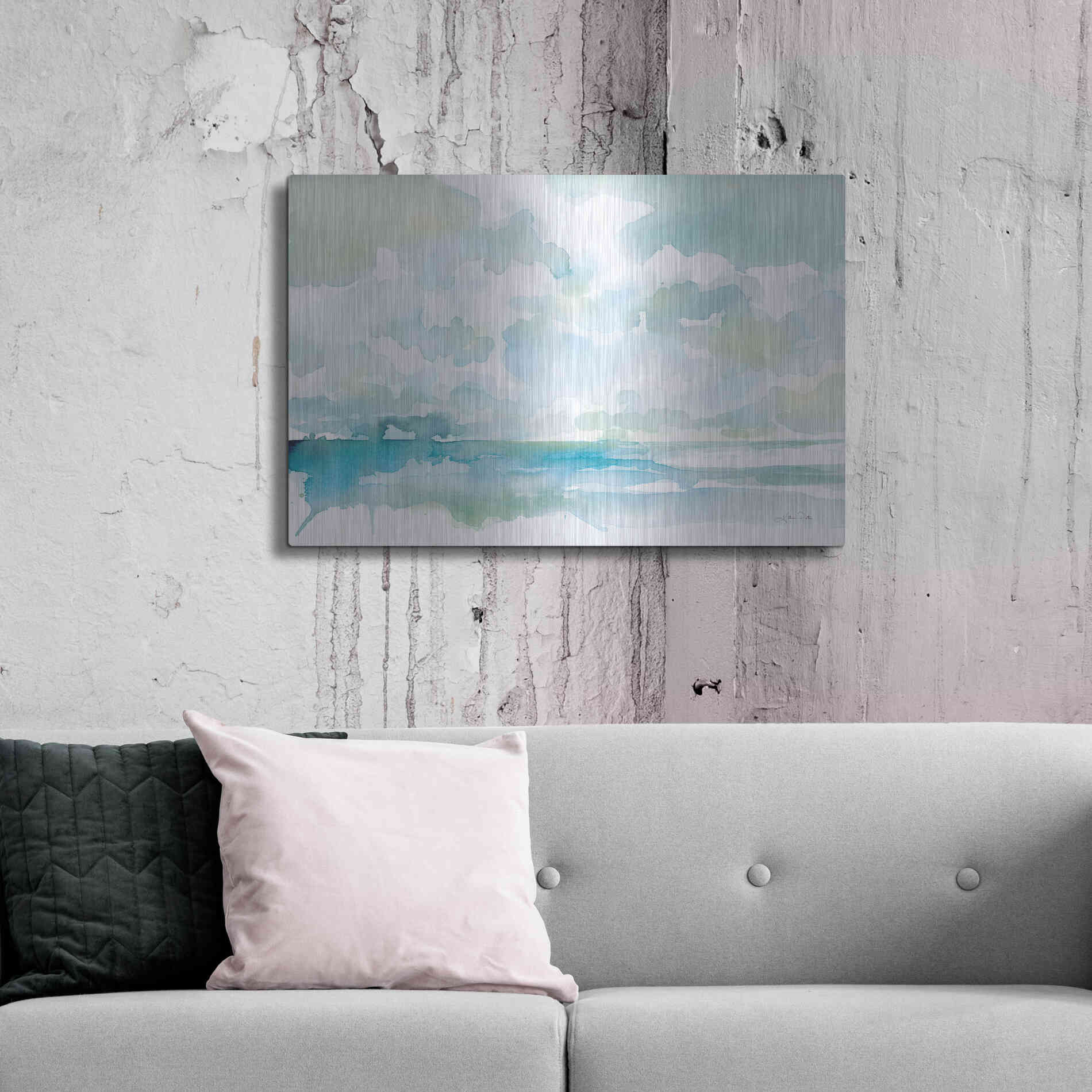 Luxe Metal Art 'Ocean Dreaming Pale Blue' by Katrina Pete, Metal Wall Art,36x24