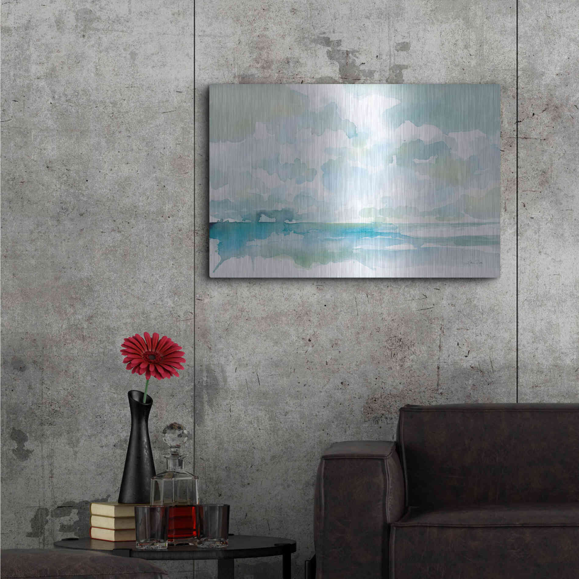 Luxe Metal Art 'Ocean Dreaming Pale Blue' by Katrina Pete, Metal Wall Art,36x24