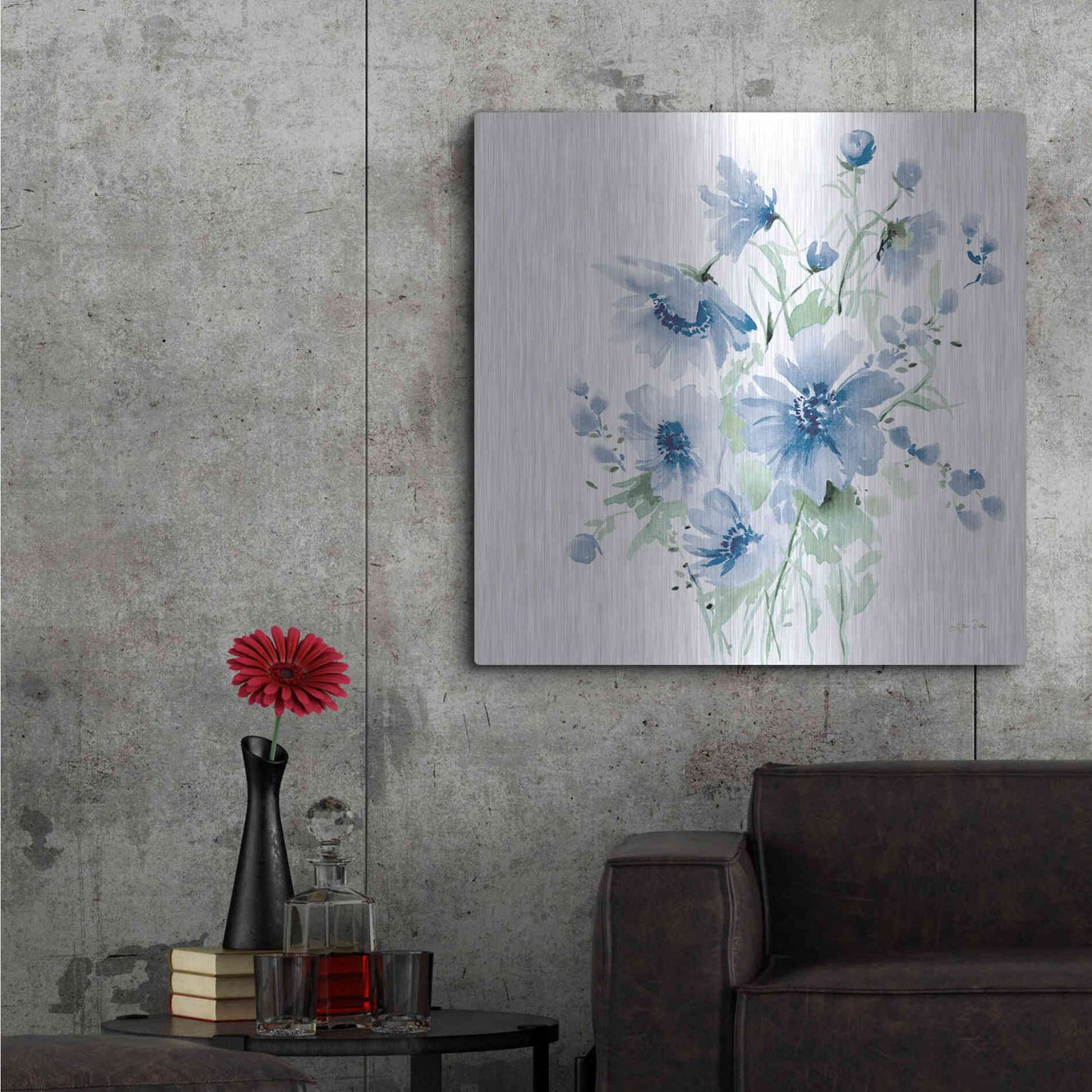 Luxe Metal Art 'Secret Garden Bouquet I Blue Light' by Katrina Pete, Metal Wall Art,36x36