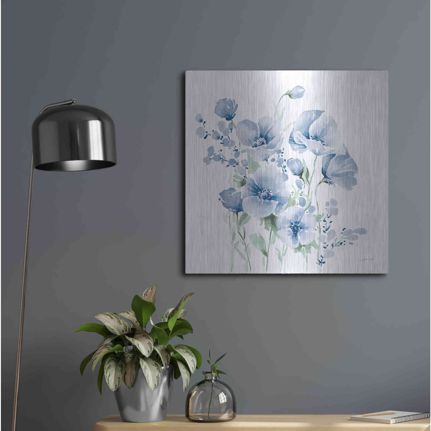 Luxe Metal Art 'Secret Garden Bouquet II Blue Light' by Katrina Pete, Metal Wall Art,24x24