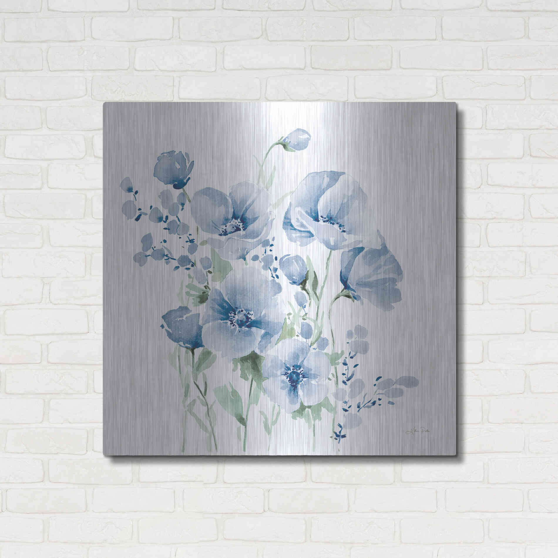 Luxe Metal Art 'Secret Garden Bouquet II Blue Light' by Katrina Pete, Metal Wall Art,36x36