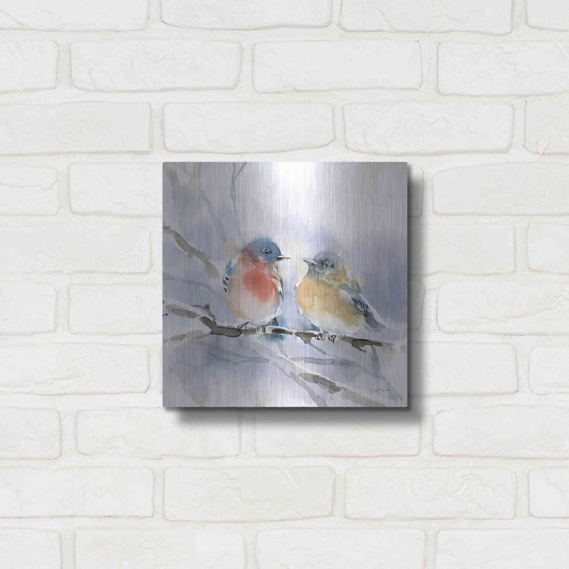 Luxe Metal Art 'Bluebird Pair' by Katrina Pete, Metal Wall Art,12x12