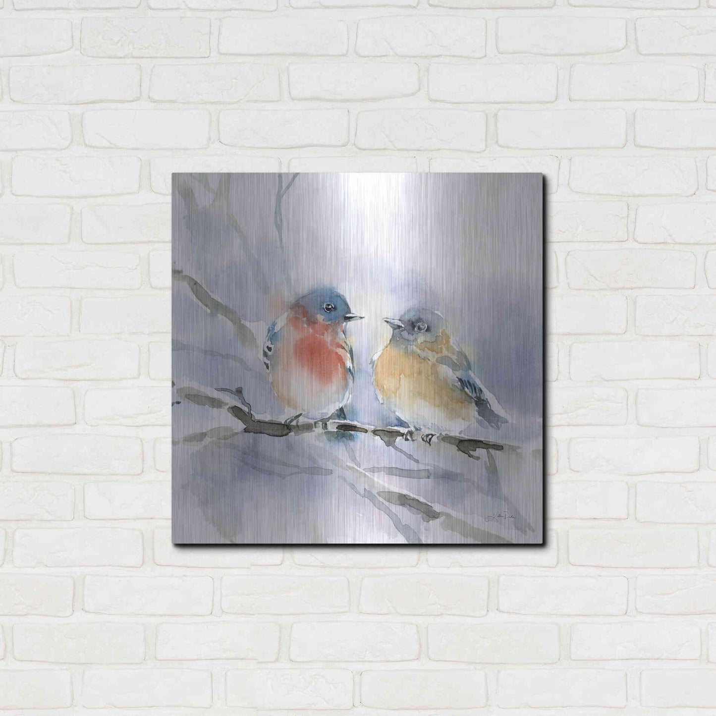 Luxe Metal Art 'Bluebird Pair' by Katrina Pete, Metal Wall Art,24x24