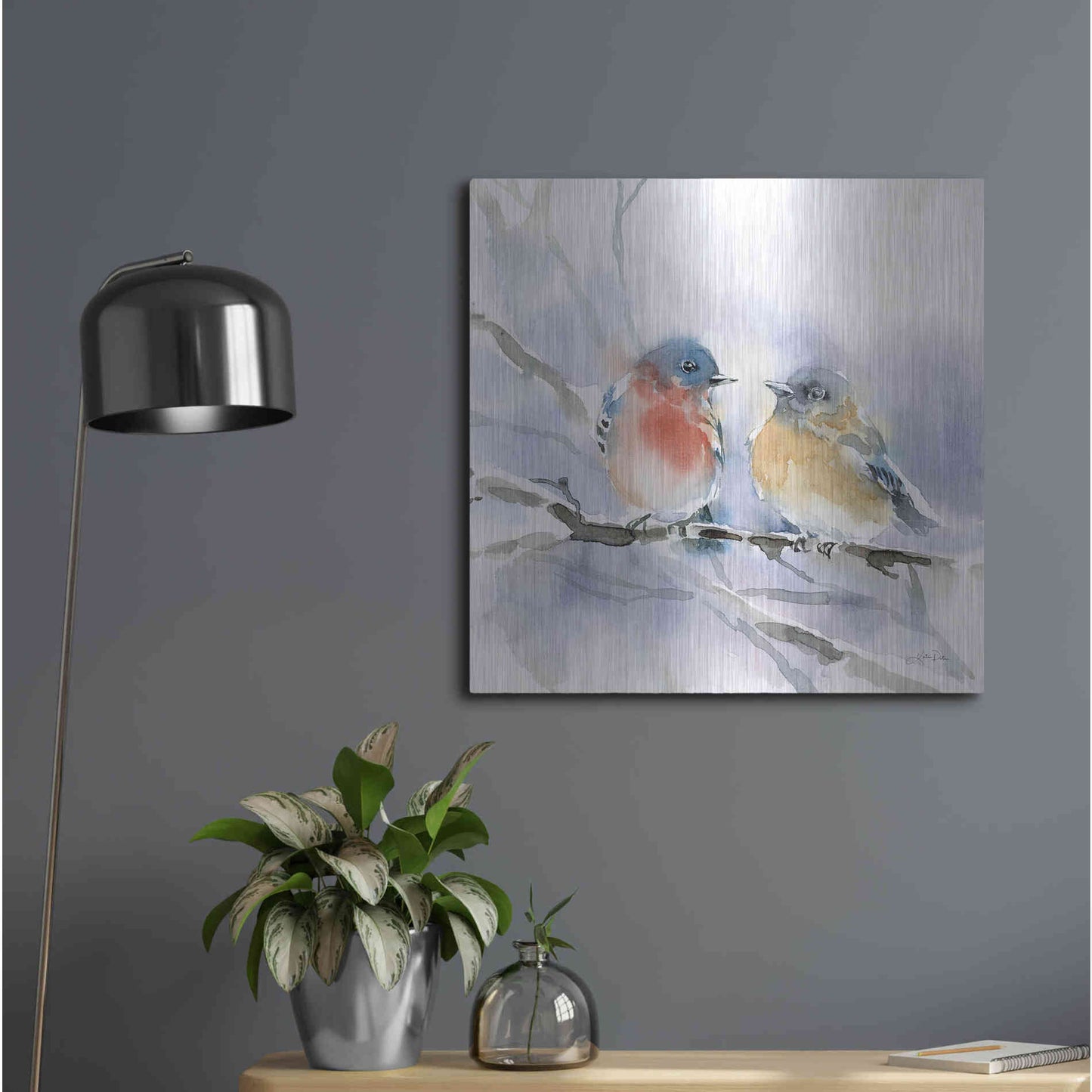 Luxe Metal Art 'Bluebird Pair' by Katrina Pete, Metal Wall Art,24x24