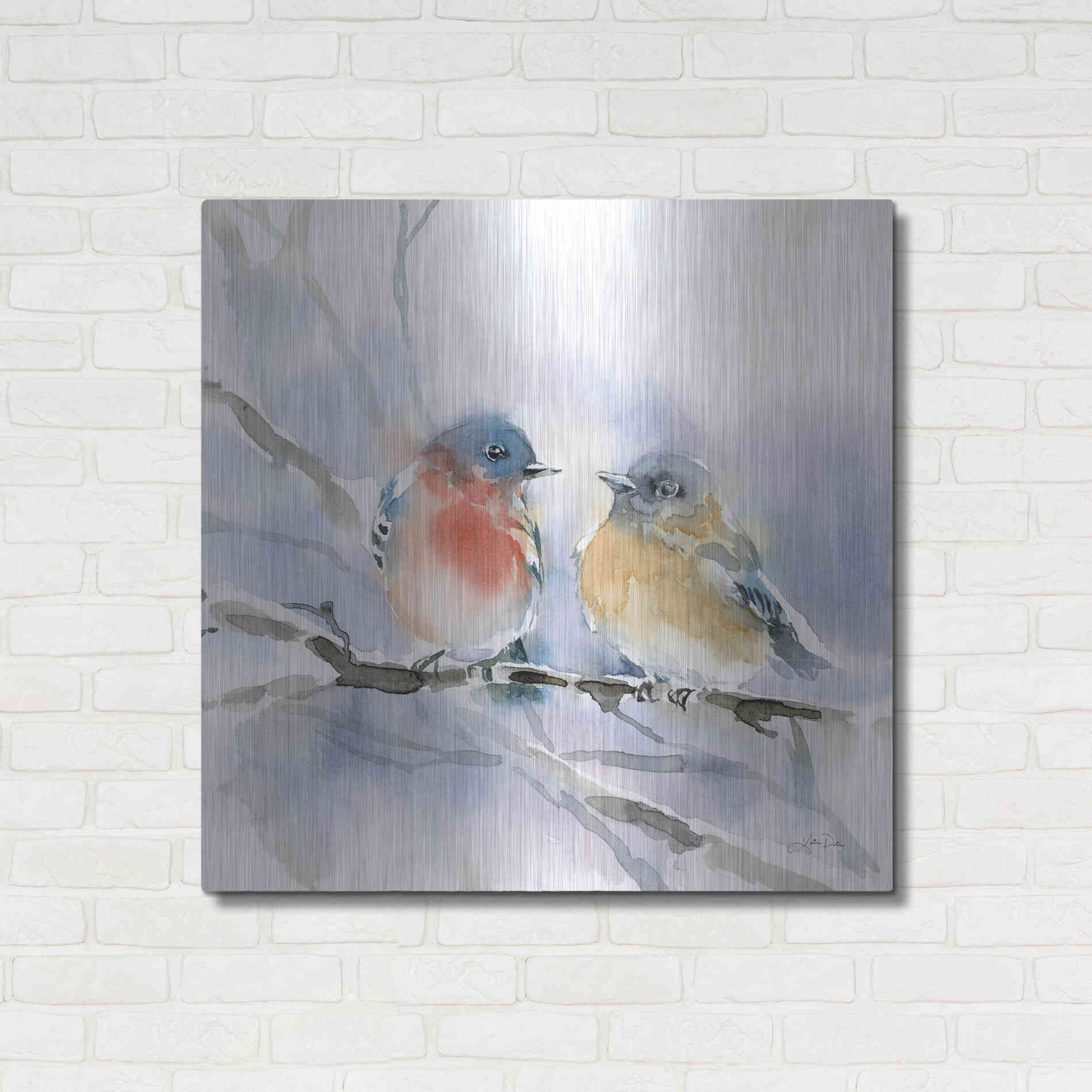 Luxe Metal Art 'Bluebird Pair' by Katrina Pete, Metal Wall Art,36x36