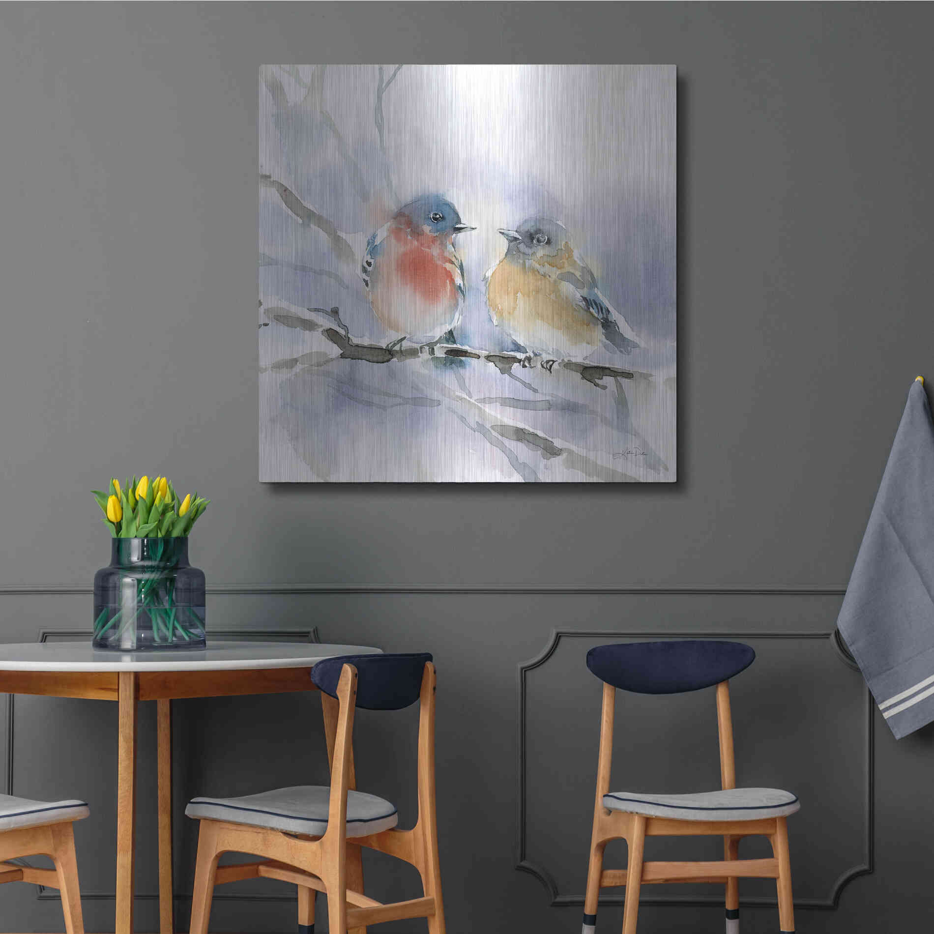 Luxe Metal Art 'Bluebird Pair' by Katrina Pete, Metal Wall Art,36x36