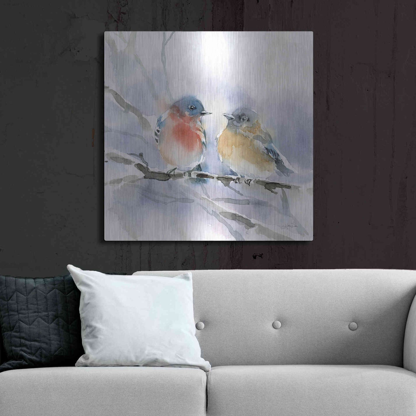 Luxe Metal Art 'Bluebird Pair' by Katrina Pete, Metal Wall Art,36x36