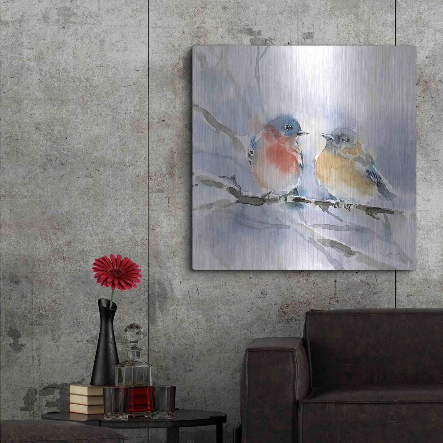 Luxe Metal Art 'Bluebird Pair' by Katrina Pete, Metal Wall Art,36x36