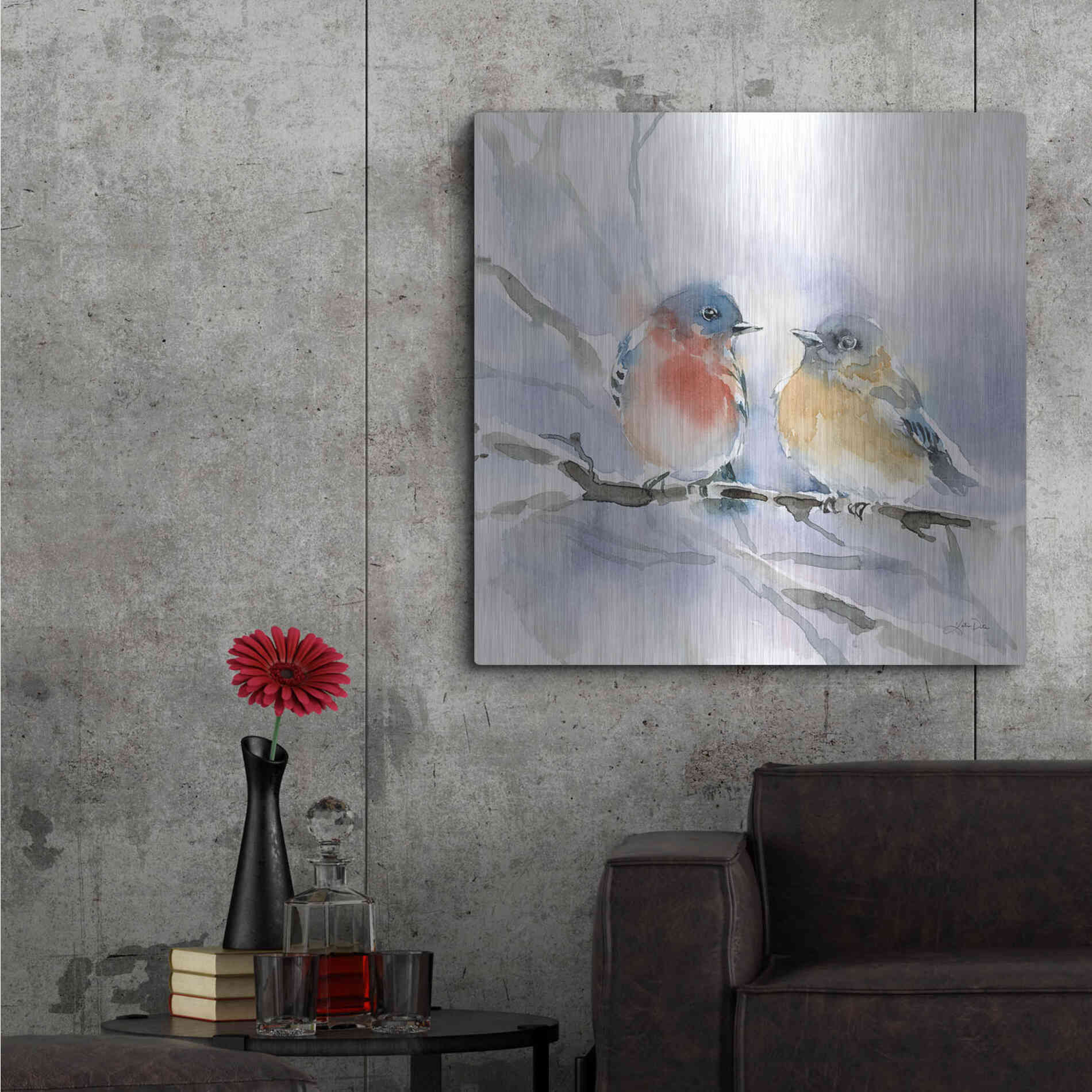 Luxe Metal Art 'Bluebird Pair' by Katrina Pete, Metal Wall Art,36x36