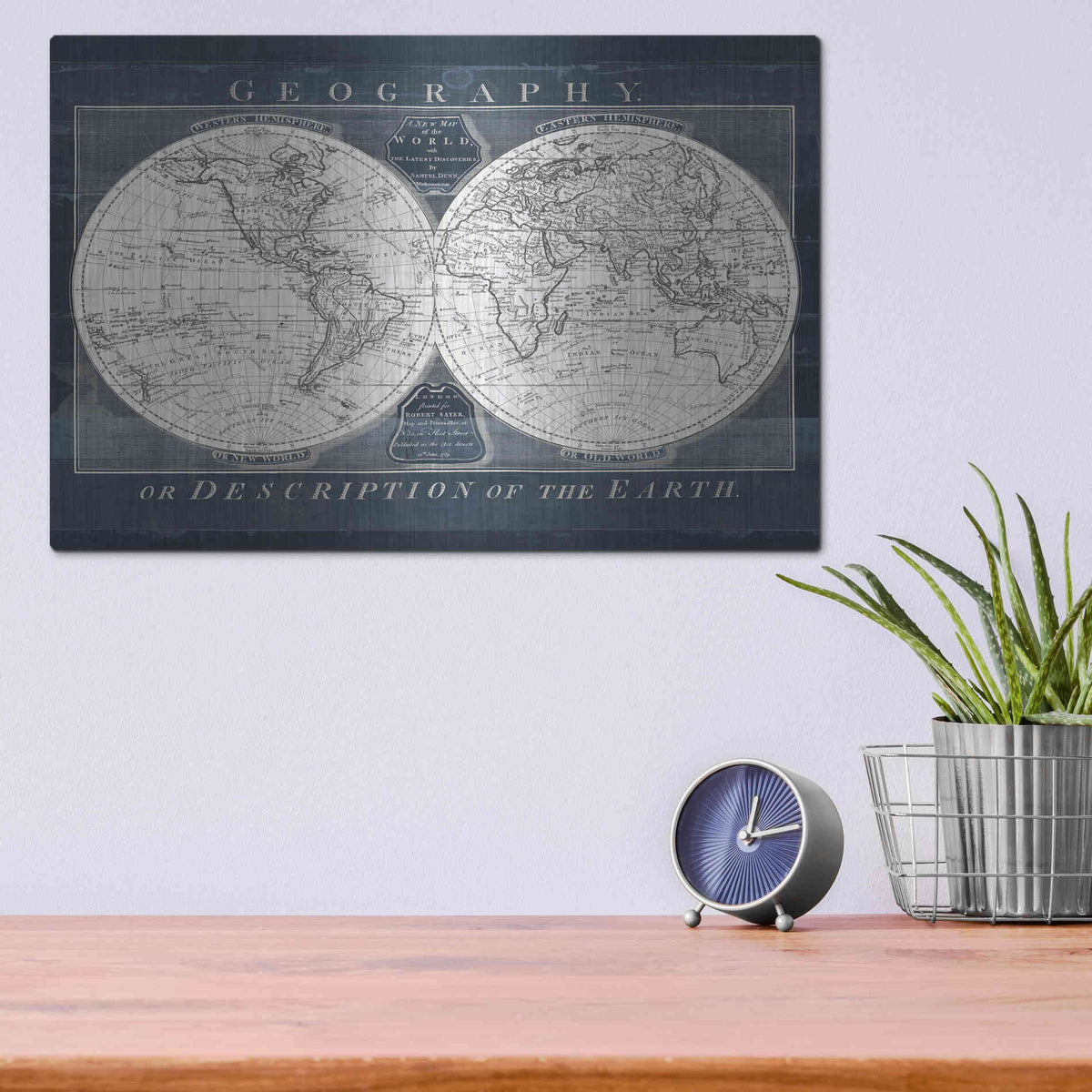 Luxe Metal Art 'Old World Globe' by Wild Apple Portfolio, Metal Wall Art,16x12
