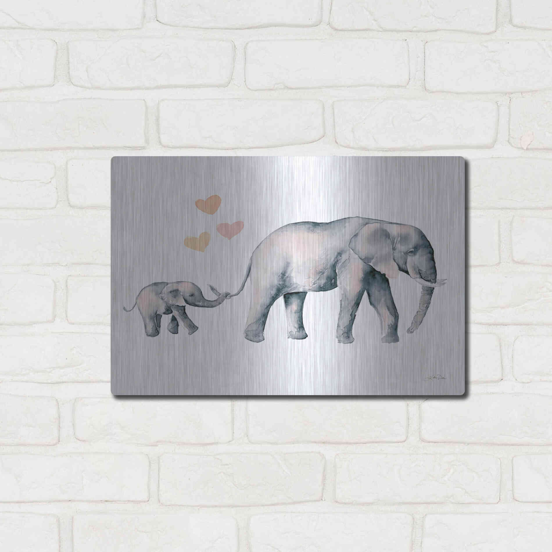 Luxe Metal Art 'Elephant Love' by Katrina Pete, Metal Wall Art,16x12