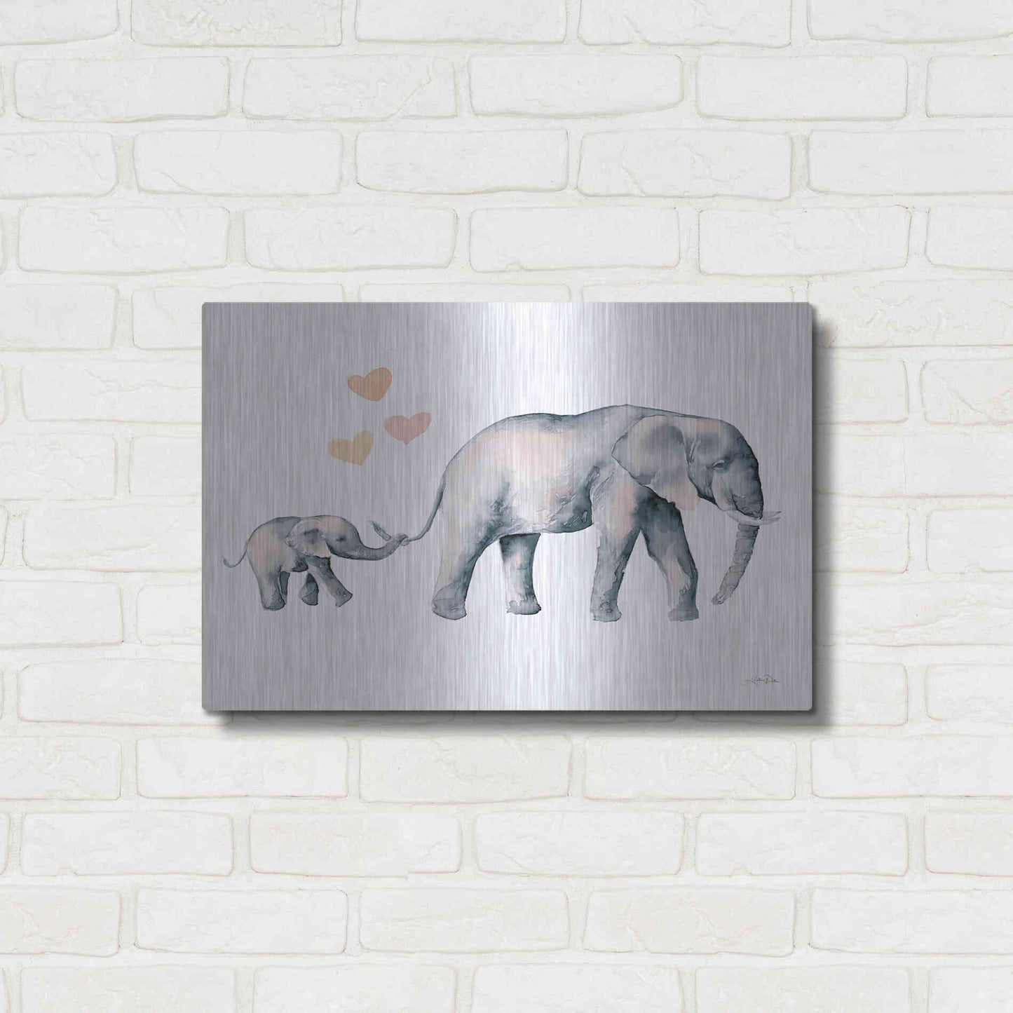 Luxe Metal Art 'Elephant Love' by Katrina Pete, Metal Wall Art,24x16