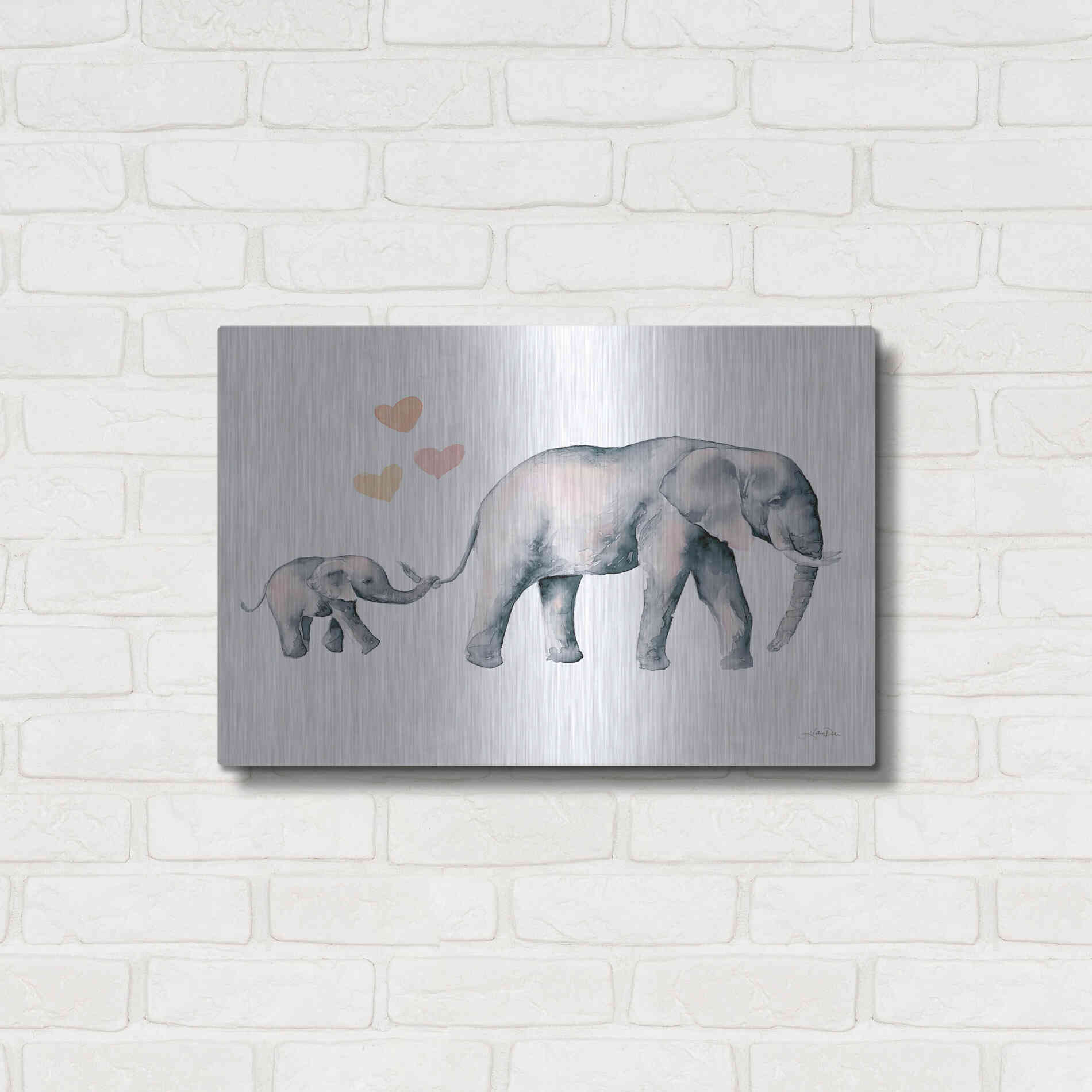 Luxe Metal Art 'Elephant Love' by Katrina Pete, Metal Wall Art,24x16