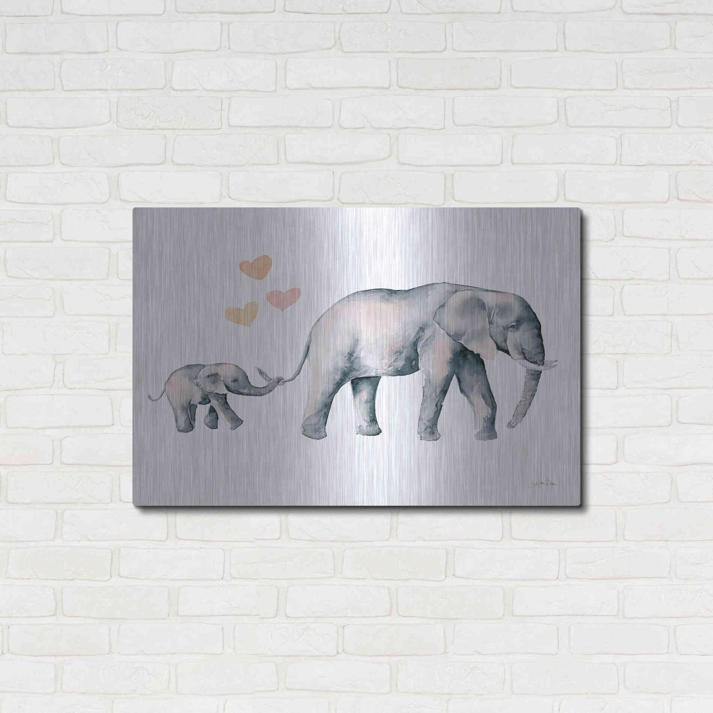 Luxe Metal Art 'Elephant Love' by Katrina Pete, Metal Wall Art,36x24