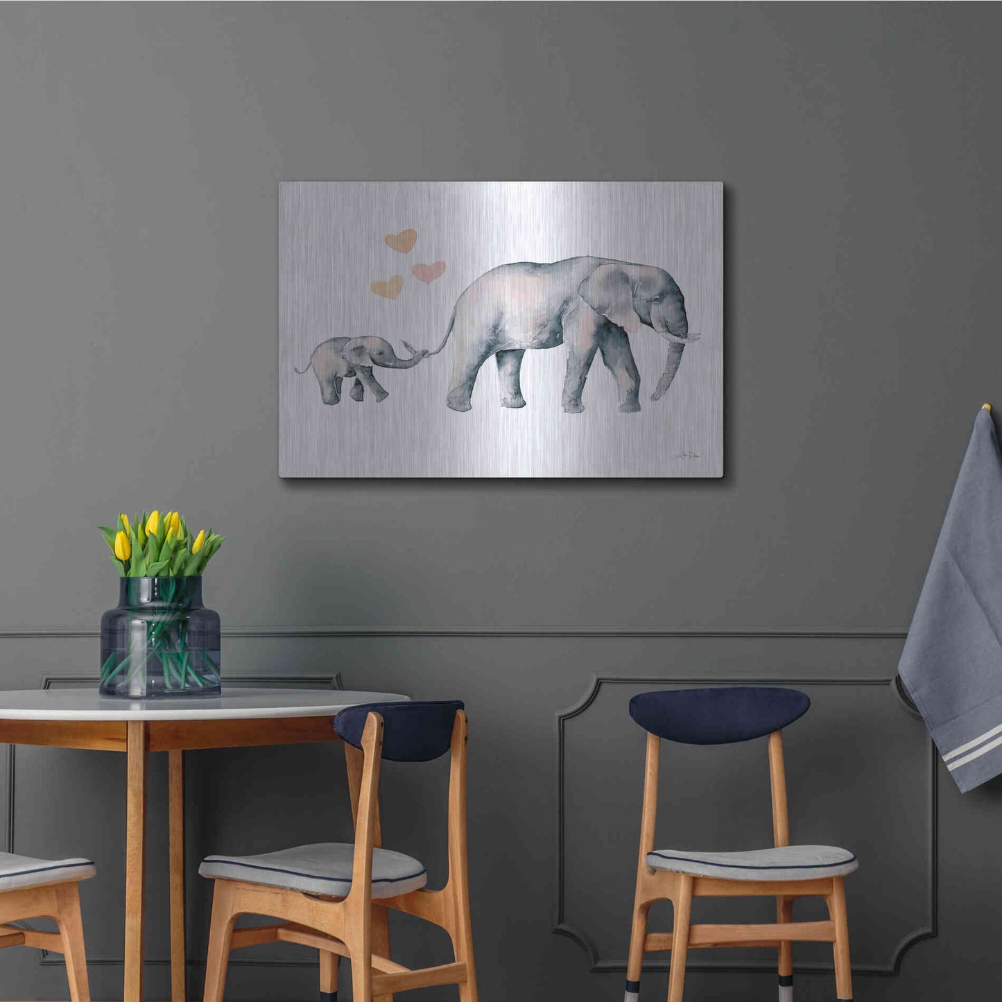 Luxe Metal Art 'Elephant Love' by Katrina Pete, Metal Wall Art,36x24