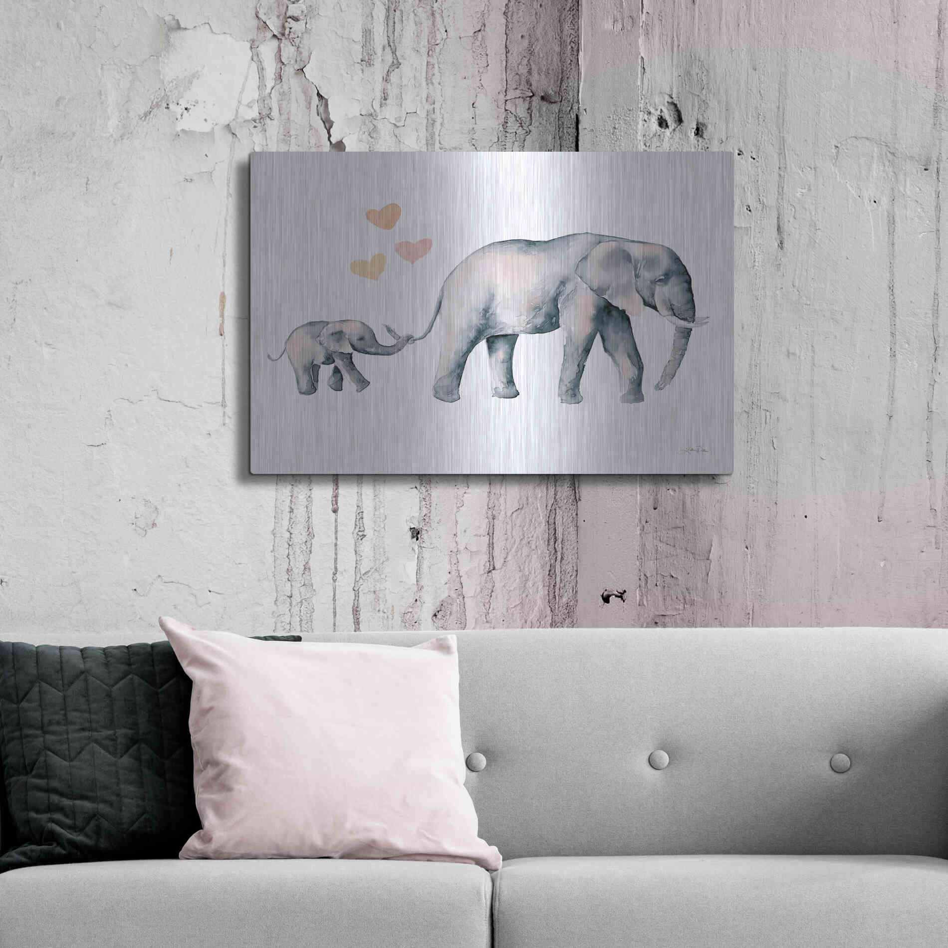 Luxe Metal Art 'Elephant Love' by Katrina Pete, Metal Wall Art,36x24