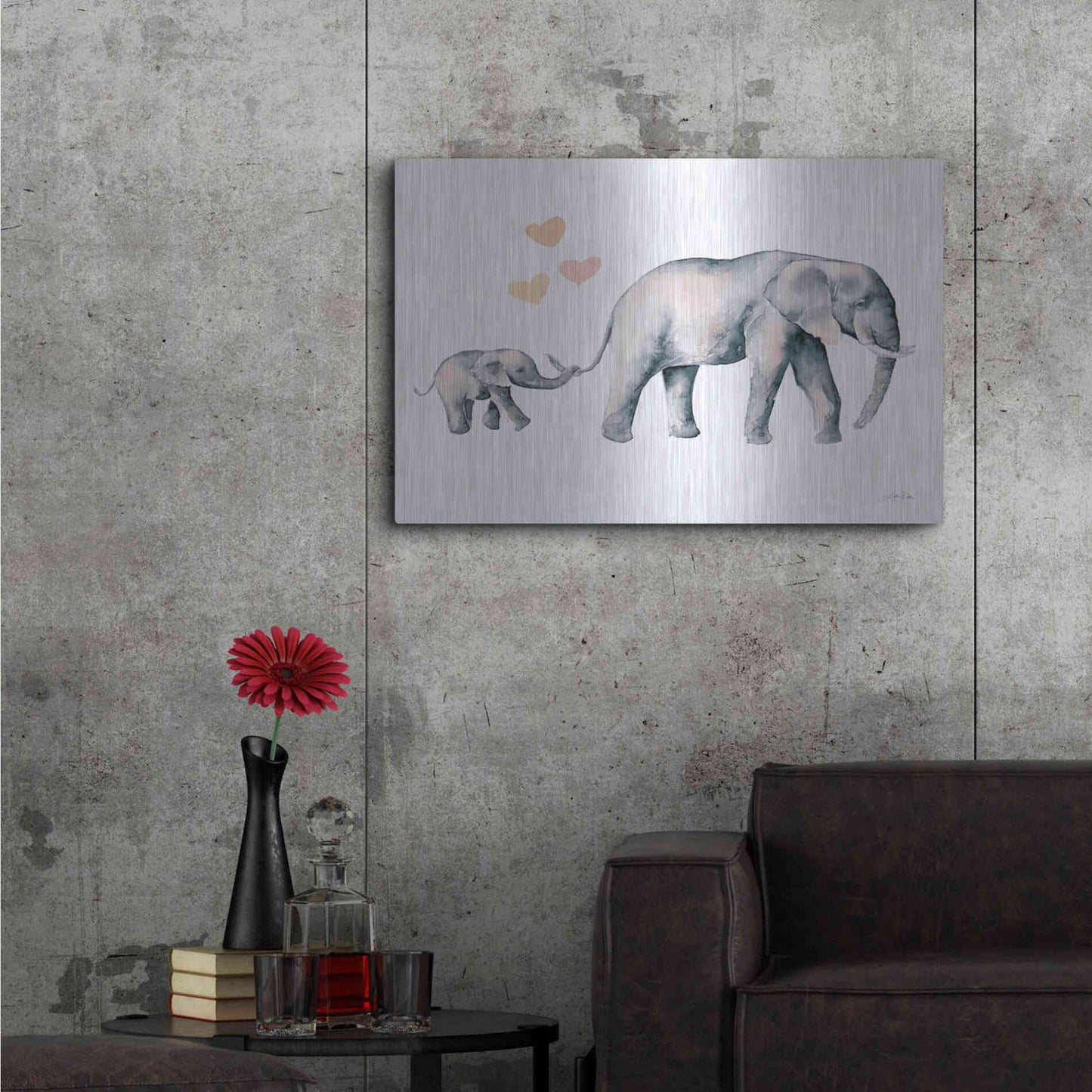 Luxe Metal Art 'Elephant Love' by Katrina Pete, Metal Wall Art,36x24