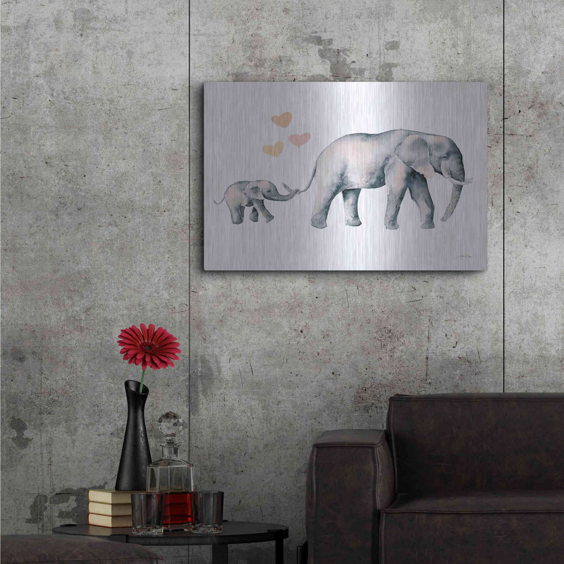 Luxe Metal Art 'Elephant Love' by Katrina Pete, Metal Wall Art,36x24