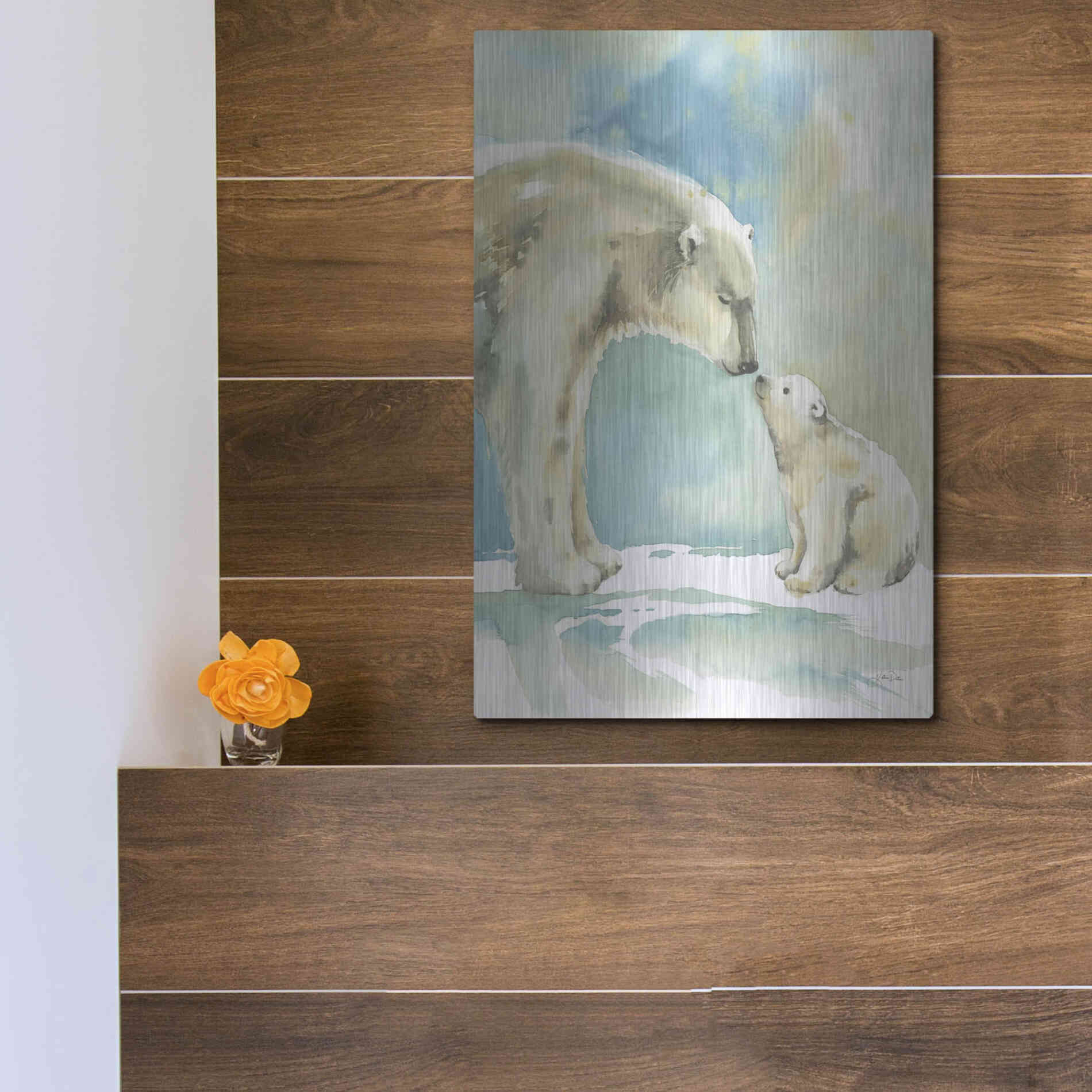 Luxe Metal Art 'Polar Bear Love' by Katrina Pete, Metal Wall Art,12x16