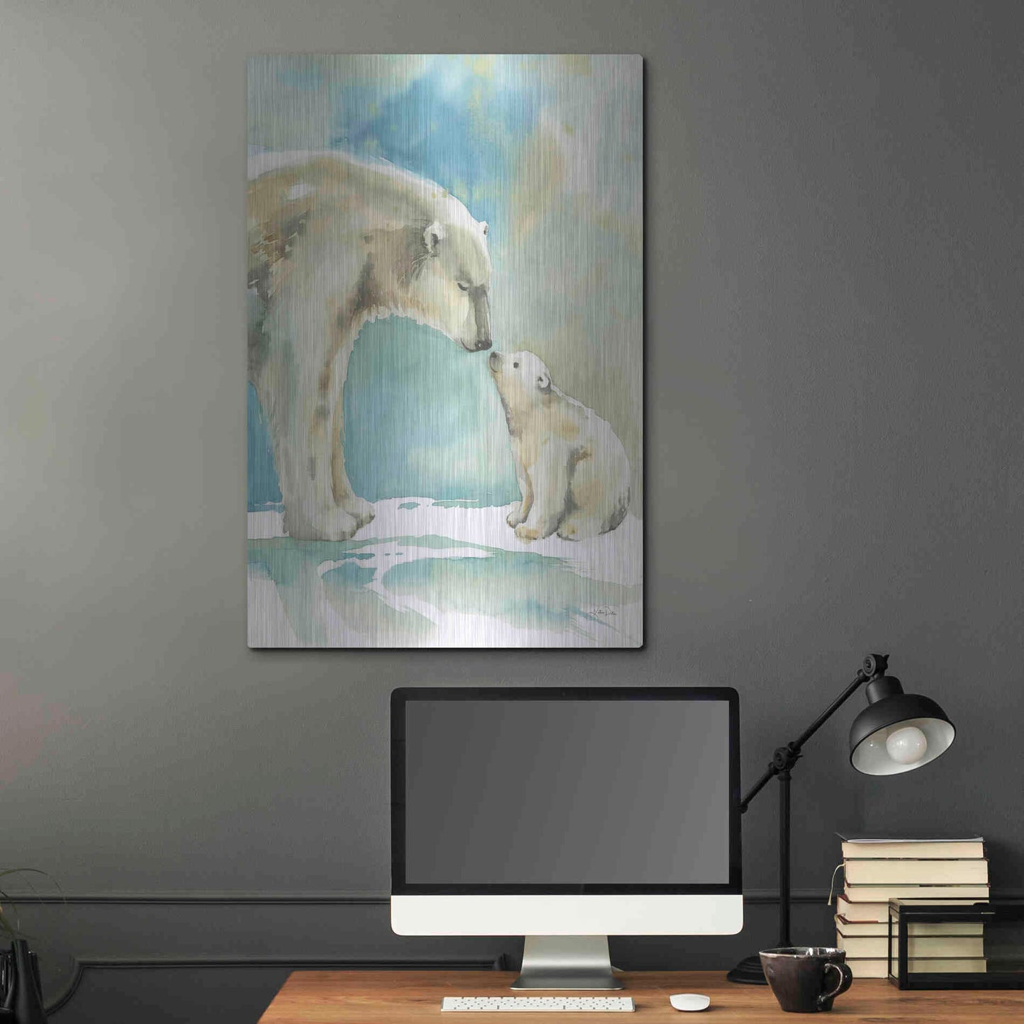 Luxe Metal Art 'Polar Bear Love' by Katrina Pete, Metal Wall Art,24x36