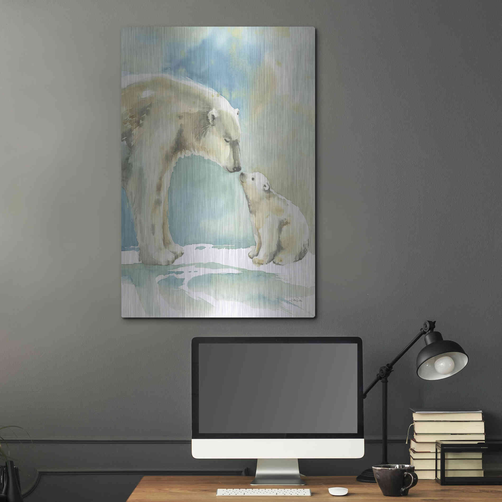 Luxe Metal Art 'Polar Bear Love' by Katrina Pete, Metal Wall Art,24x36