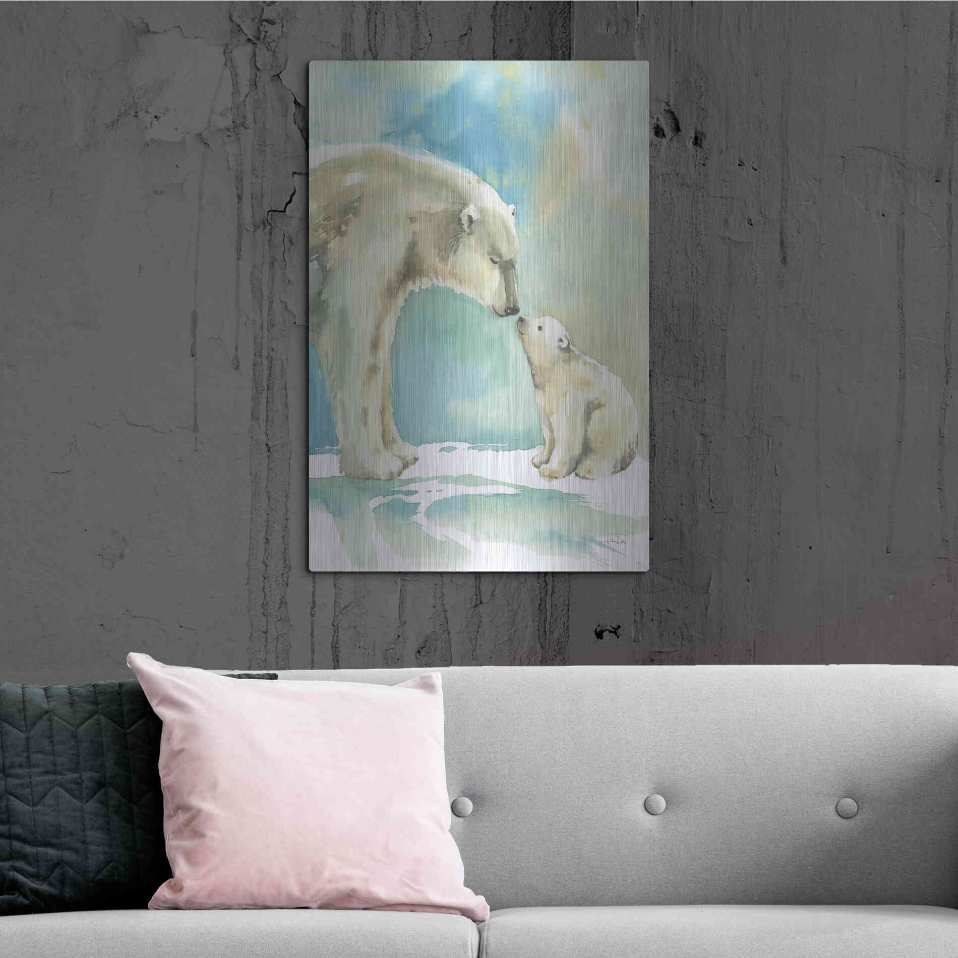 Luxe Metal Art 'Polar Bear Love' by Katrina Pete, Metal Wall Art,24x36