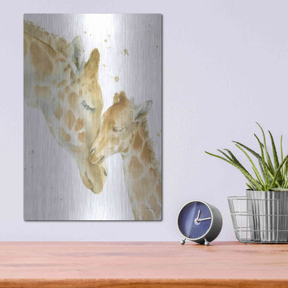 Luxe Metal Art 'Giraffe Love' by Katrina Pete, Metal Wall Art,12x16