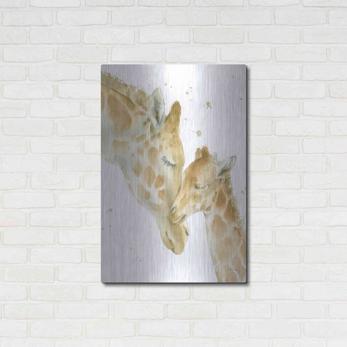 Luxe Metal Art 'Giraffe Love' by Katrina Pete, Metal Wall Art,24x36