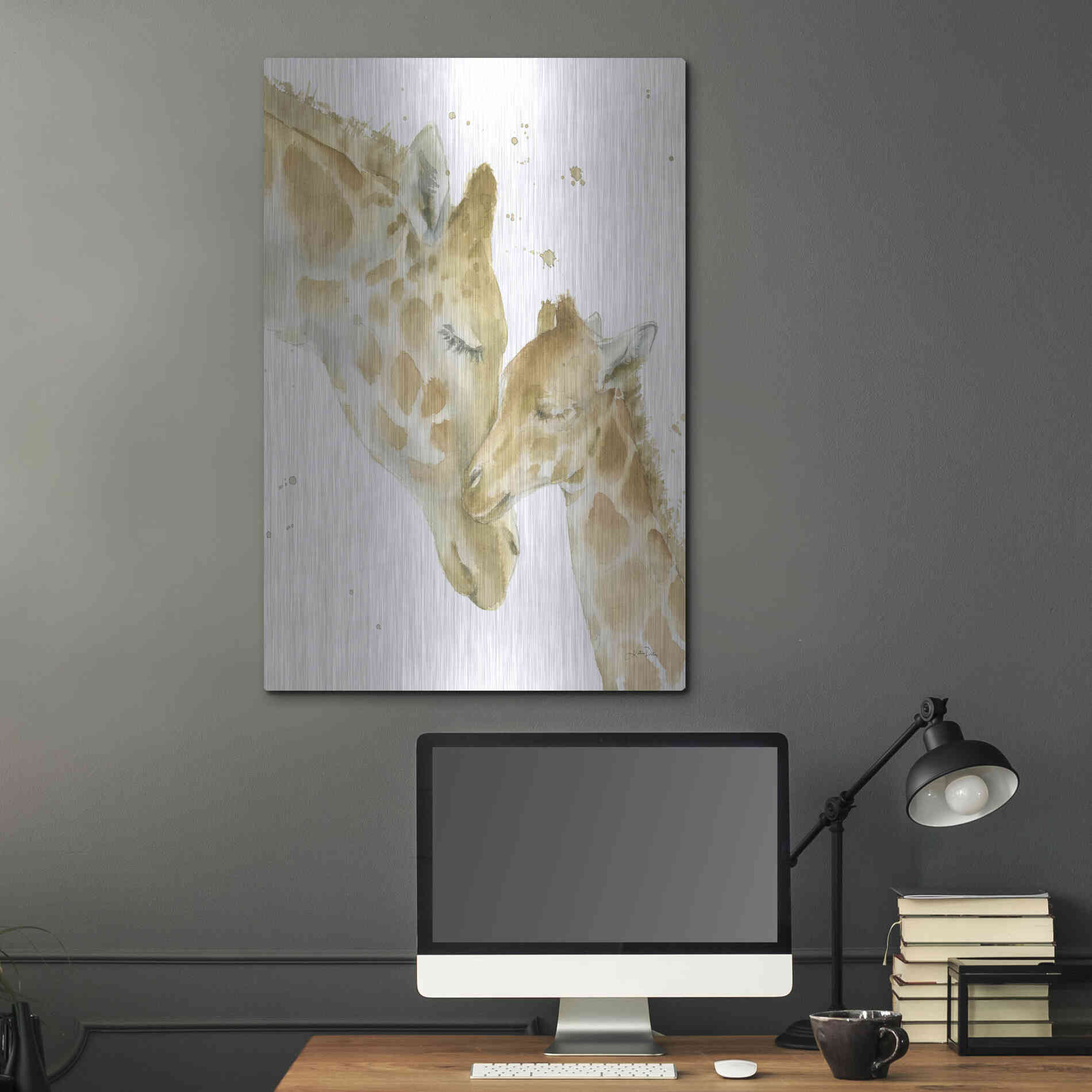 Luxe Metal Art 'Giraffe Love' by Katrina Pete, Metal Wall Art,24x36