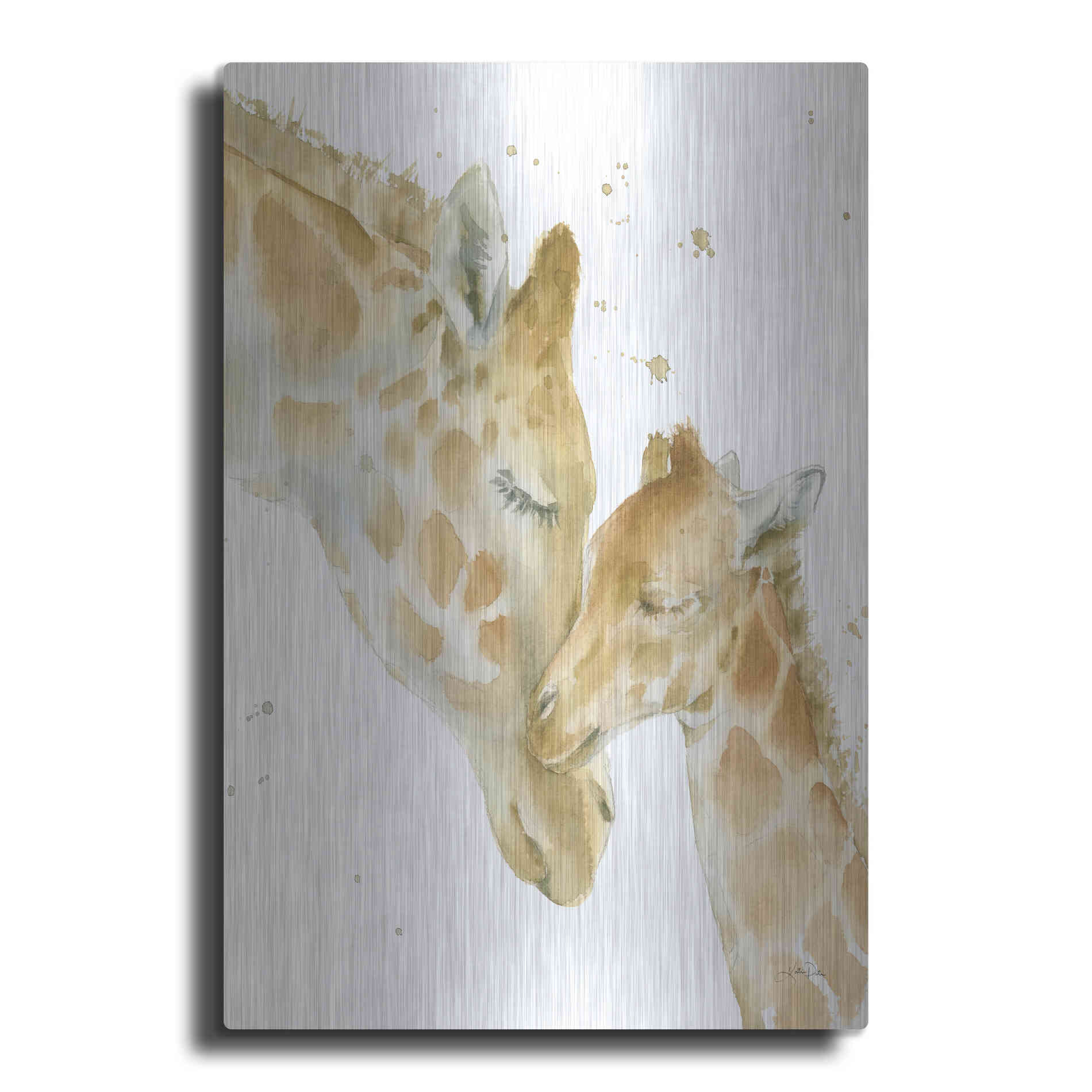 Luxe Metal Art 'Giraffe Love' by Katrina Pete, Metal Wall Art