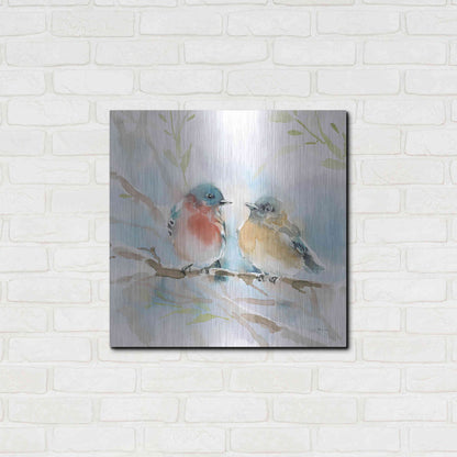 Luxe Metal Art 'Bluebird Pair in Spring' by Katrina Pete, Metal Wall Art,24x24