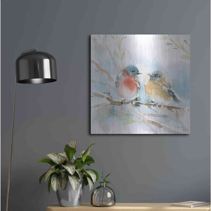 Luxe Metal Art 'Bluebird Pair in Spring' by Katrina Pete, Metal Wall Art,24x24