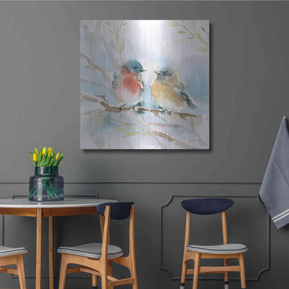 Luxe Metal Art 'Bluebird Pair in Spring' by Katrina Pete, Metal Wall Art,36x36