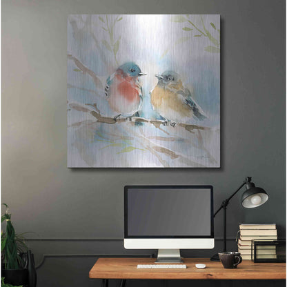 Luxe Metal Art 'Bluebird Pair in Spring' by Katrina Pete, Metal Wall Art,36x36