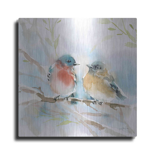 Luxe Metal Art 'Bluebird Pair in Spring' by Katrina Pete, Metal Wall Art