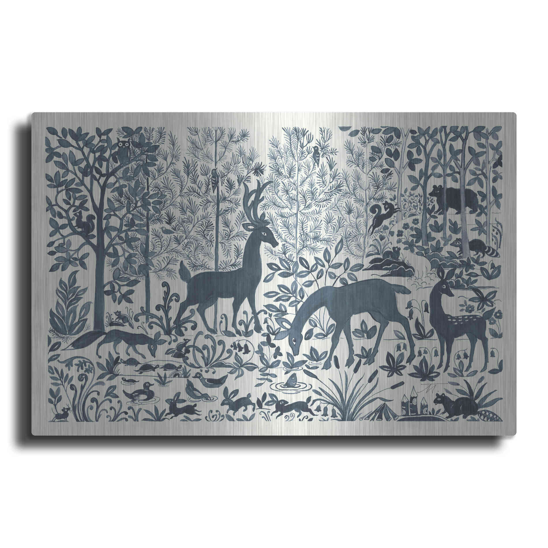 Luxe Metal Art 'Forest Life I' by Miranda Thomas, Metal Wall Art