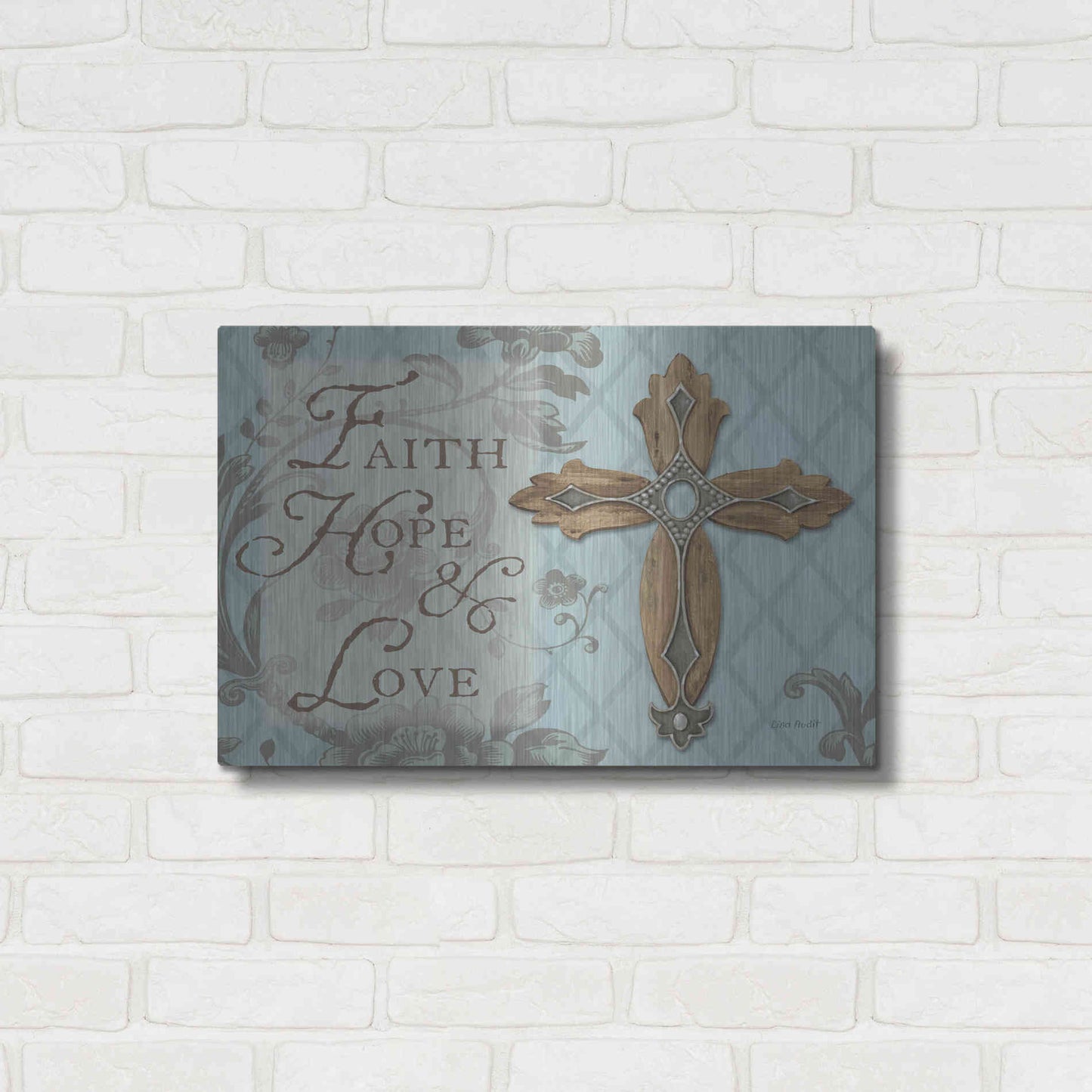 Luxe Metal Art 'Faith Hope Love' by Lisa Audit, Metal Wall Art,,24x16