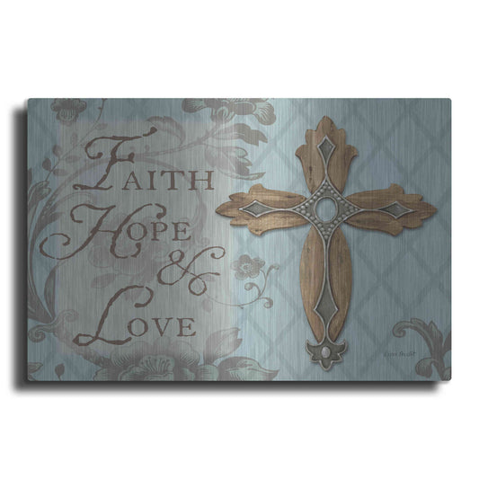 Luxe Metal Art 'Faith Hope Love' by Lisa Audit, Metal Wall Art,