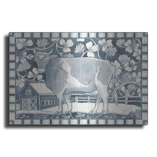 Luxe Metal Art 'Farm Life II Stripe Border' by Miranda Thomas, Metal Wall Art