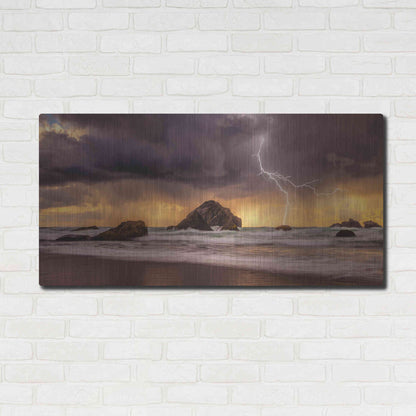 Luxe Metal Art 'Storm At Face Rock' by Darren White, Metal Wall Art,48x24