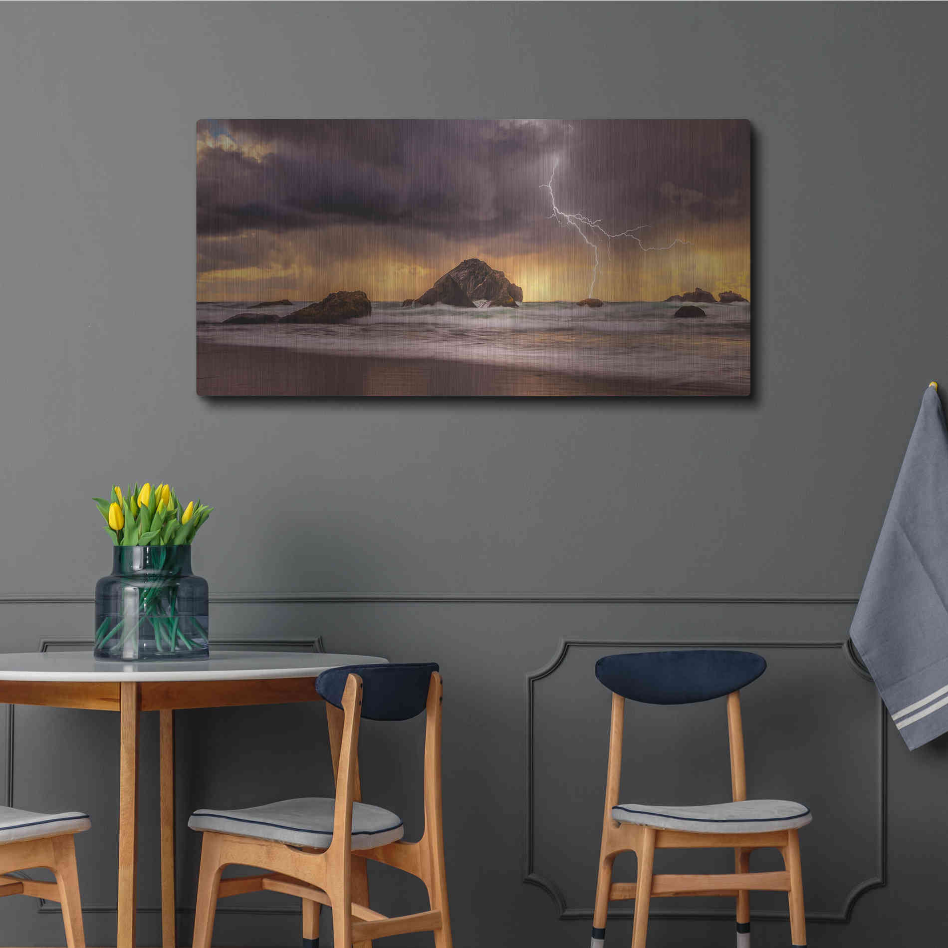 Luxe Metal Art 'Storm At Face Rock' by Darren White, Metal Wall Art,48x24