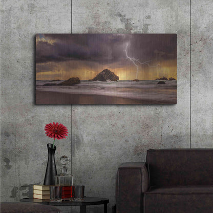 Luxe Metal Art 'Storm At Face Rock' by Darren White, Metal Wall Art,48x24